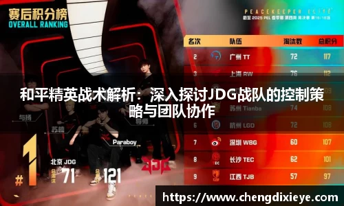 和平精英战术解析：深入探讨JDG战队的控制策略与团队协作